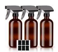 HOTUT Bottiglie Spray in Vetro Ambrato Vuote da 500 ml per la Pulizia, 3 Bottiglie Spray Vuote in Vetro Ambrato con Spruzzatore a Grilletto, Spruzzatore Regolabile con Impostazioni di Flusso di Nebbia