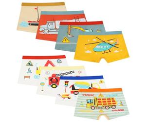 HOTUT Boxer Bambino in Cotone, 8 Pezzi Mutande Intimo Ragazzo 3-9 Anni, Pantaloncini Modello Trasporti o Dinosauro, Slip Morbido