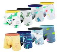 HOTUT Boxer da Bambino in Cotone, 8 Pezzi Mutande Intimo Ragazzi 3-9 Anni, Pantaloncini con Modello Trasporti o Dinosauro - Morbido