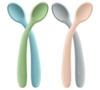 HOTUT Cucchiaio per Bambini, Set 4 Cucchiai Morbidi per Neonati e Bambini, Cucchiai in Silicone per Bambini Senza BPA, Cucchiaino Svezzamento Delicati e Flessibili, Primo Stadio Adatto Alle Gengive