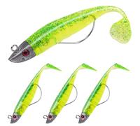 HOTUT Esca da Pesca Morbido Silicone, 3 Pezzi T Coda Esca Artificiale con Gancio Tagliente, Esca per Esca Morbida Occhi 3D per Bass, Trote e Crappie, Esche da Nuoto con coda a Paletta