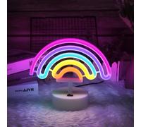 HOTUT Insegna al Neon LED, Luce al Neon Arcobaleno, Luce al Neon a LED Arcobaleno per Interni, Luce a LED Alimentata a Batteria/USB, Segno Decorativo con Supporto, Luce Notturna per Camera da Letto