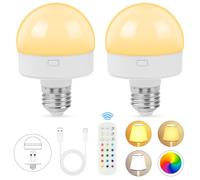 HOTUT Lampadina Intelligente,12W Lampadina Colorate Led E26 Intelligente RGB, Ricaricabile USB C Con Telecomando, Cambiare Colore Bianca Calda Di Emergenza Per Campeggio All'aperto