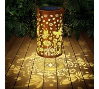 HOTUT Lanterna Solare da Esterno, Lampada Solare da Giardino in Metallo con Farfalla Sospesa, IP65 Impermeabile LED Lanterne di Farfalla, Appendibile Decorative Lanterna per Giardino Terrazza Balcone