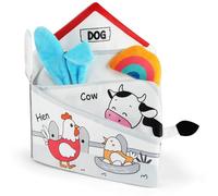 HOTUT Libro di Stoffa per Neonati, Animali Sensoriali Interattivi, Libri di Stoffa Neonati 0-6 Mesi, con Gancio per Passeggino, Giochi da Passeggino Libro Interattivo per Tummy Time - Pollo