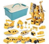 HOTUT Magnetico Trasformare Ingegneria Giocattolo Assemblato Auto, veicoli da costruzione per bambini, Giocattolo Per Auto Robot Trasformante, Giocattolo per bambini e bambine dai 3 ai 9 anni-26pcs