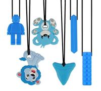 HOTUT Massaggiagengive Bambino Sensory Masticare Collana, 6 Pezzi giocattoli da masticare blu per bambini autistici, Migliori Strumenti per l'Autismo, Ciondolo per Masticare per Ragazzi e Ragazze