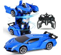 HOTUT Polizia Macchina Telecomandata Transform Giocattoli, Auto Robot Trasformabile con Batteria Ricaricabile 360° Rotazione, Macchina Radiocomandata 2.4GHz RC Cars Auto Telecomando Regalo per Bambini