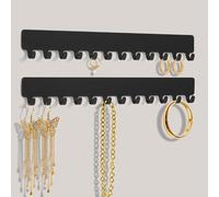 HOTUT Porta Gioielli da Parete,2 Pezzi Porta Collana da Parete,Espositore Gioielli,Appendi Collane con 12 Ganci,Organizer per Collane Bracciali e Orecchini (Nero)