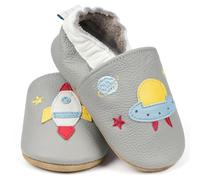 HOTUT Scarpine in Pelle Prima infanzia, Scarpe Bambino in Morbida Pelle, Scarpe Bebè in Pelle con Suola Morbida, Scarpine Neonato in Pelle con Suolla Scamosciata, Razzo - M