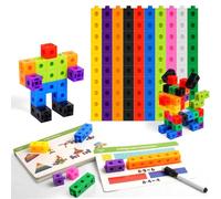 HOTUT Set di Attività per Cubi, 100 Pezzi Cubi da Incastrare, Gioco Bambini con 18 Carte Attività, Giochi Didattici di Matematica per Bambini, per Lo Sviluppo Delle Capacità Matematiche