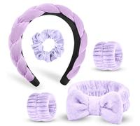 HOTUT Set di Fasce per il Lavaggio Del Viso,5 Pezzi Fascia Capelli Donna Trucco,Polso per Spa Elastico,Spa Fascia per Capelli da Donna per il Lavaggio del Viso Set per Lavaggio,Trucco,Doccia,Terme