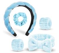 HOTUT Set di Fasce per il Lavaggio Del Viso,5 Pezzi Fascia Capelli Donna Trucco,Polso per Spa Elastico,Spa Fascia per Capelli da Donna per il Lavaggio del Viso Set per Lavaggio,Trucco,Doccia,Terme