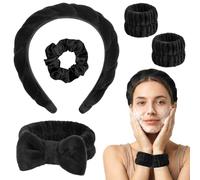 HOTUT Set di Fasce per il Lavaggio Del Viso,5 Pezzi Fascia Capelli Donna Trucco,Polso per Spa Elastico,Spa Fascia per Capelli da Donna per il Lavaggio del Viso Set per Lavaggio,Trucco,Doccia,Terme