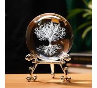 HOTUT Sfera di Cristallo 3D con Incisione Laser,60mm Pallina di Cristallo 3D con Base,Albero della Vita,Ornamento Fermacarte per Scrivania o Decorazione,Sfera di Vetro,Decorazione per la Casa
