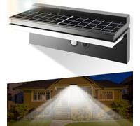 HOTUT Solare LED Esterno, LED Luce Esterno con Pannello Solari con Sensore da Movimento con 4 Modos, IP65 Lampada Solare per Giardino, Parete, Garage, Cortili, Recinzioni e Altro Ancora, Nero