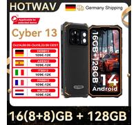 HOTWAV Cyber 13 Smartphone robusto 16 GB (8 + 8) 128 GB 150LM Torcia 6,6'' HD + 10800 mAh 64 MP Android 14 Cellulare Arancione
