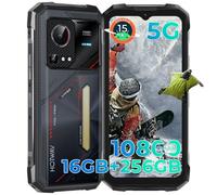 HOTWAV Hyper 7S Rugged Smartphone 2025 Android 15-10800mAh Telefono Indistruttibile, 16GB+256GB/1TB TF, 6.6" HD+, 8MP+21MP/Fingerprint/Face ID/WiFi 6/Vetro Corning/OTG/GPS/IP68 IP69K/5G Dual SIM Nero