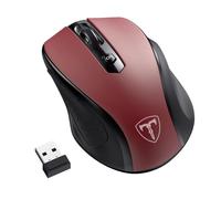 HOTWEEMS D-09 Mouse senza fili, mouse USB senza fili per laptop, impugnature ergonomiche, Lightspeed 5 livelli 2400 DPI, batteria 16 mesi, portatile, per PC, Mac, Chromebook (rosso, 1 confezione)