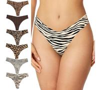 HotYou 6 Pezzi Perizoma Donna con Stampa Animalier, Intimo Invisibile Leopardo Zebra, Slip Senza Cuciture con Cuneo in Cotone,EU 36