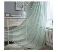 HotYou Tende Rustiche per Finestre Tende di Cotone Chic con Tasca per la Verga Pizzo e Crochet Paravento con Frange Boho per Camera da Letto e Salotto，Verde，150 * 160 CM