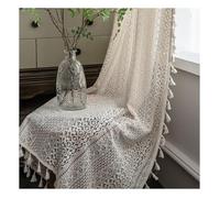 HotYou Tende Rustiche per Finestre Tende di Cotone Chic con Tasca per la Verga Pizzo e Crochet Paravento con Frange Boho per Camera da Letto e Salotto，Beige 1，150 * 200 CM