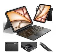HOU Custodia con tastiera girevole per iPad Air 11 (M2 2024), custodia magnetica staccabile con tastiera per iPad Pro 11 (4a/3a/2a/1a generazione) e iPad Air (6a/5a/4a generazione), con touchpad,