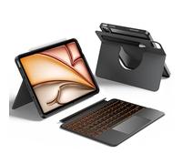 HOU Custodia con Tastiera per iPad Air 11 (M3/M2) 2025, Custodia Magnetica Staccabile con Tastiera per iPad Pro 11 (4ª/3ª/2ª/1ª Gen) e iPad Air (6ª/5ª/4ª Gen), con Touchpad, Retroilluminazione - Nero