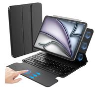 HOU Custodia per tastiera per iPad Air 11" M2/M3, 5a/4a generazione e Pro 11" (2018-2022, 1st-4a), ultra sottile, con touchpad a superficie intera, supporto per stilo e protezione dell'obiettivo