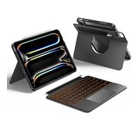 HOU Custodia Tastiera Staccabile solo per iPad Pro 11 (M5/M4 2025), Custodia Magnetica Ruotabile con Tastiera per iPad Pro 11" 6/5a Gen con Trackpad Multi-Touch, Retroilluminazione a 7 Colori - Nero