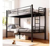 houcheyai Letto a castello 90 x 200 cm, in metallo Bunk Bed, con scaletta e protezione anticaduta, letto a castello per adulti, letto per ragazzi 90 x 200 cm, con rete a doghe, trasformabile in due