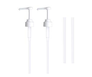 Houdao 2 Pezzi Pompa Dispenser di Sapone Pompe di Ricambio Riutilizzabili Plastica 38 cm Dispenser di Liquidi per Contenitori da 5 Litri per Condimenti Dimenti da Cucina,Shampoo,Balsamo(bianco)