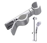 Houdao Supporto Soffione Doccia Senza Foratura ABS Cromo Ricambio Saliscendi Regolabile per Asta Tubo da 18-25 mm