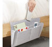 Houdao Tasca Portaoggetti Letto Porta Telecomandi da Divano con 4 Tasche Interne Organizer da Comodino Feltro per Telefono Magzine Occhiali Penna Pad (Grigio Chiaro)