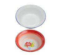 HOUDERCO 2 Pezzi Ciotole in Smalto Vintage Rosso, Bacinelle per Zuppa Facili da Pulire e Multiuso, Contenitori Alimentari per Cucina e Conservazione Stili multipli
