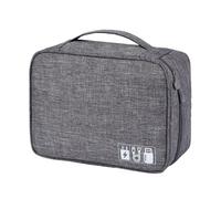HOUDERCO Borsa Porta Accessori da Viaggio Multifunzione Grigia Grande, Organizer Elettronico Compatto per Cavi Usb, Caricabatterie e Dispositivi Digitali, Custodia Antivibrazione Leggera