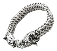 HOUDERCO Bracciale Lupo da Uomo in Acciaio Inossidabile Argento, Stile Cool | Catena da Polso Robusta, Design Creativo e Non Si Deforma, per Vacanze e Festività