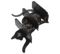 HOUDERCO Mensola da Robusta e Facile da Pulire in Legno Nero a Forma di Gatto per Cristalli e Oli Essenziali, per Decorazione Soggiorno Rustica e Accogliente