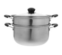 HOUDERCO Pentola in Acciaio Inossidabile Argento Coperchio, Pentola Vapore da Cucina Facile da Pulire e Compatibile Tutte Le Fonti di Accensione per Cottura Versatile