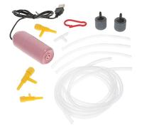 HOUDERCO Pompa per Ossigeno USB per Acquario, Pompa Dell'aria Portatile a Basso Consumo Doppia Pietra e Doppio Tubo, Set Completo per Ossigenazione di Vasche e Acquari di Colore Casuale