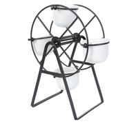 HOUDERCO Portavaso a Forma di Ruota Panoramica in Ferro e Ceramica Nero 4 Supporti, Organizer Decorativo per Vaso di Fiori da Interno e Esterno, Set 1 Pezzo