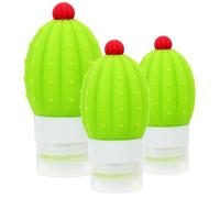 HOUDERCO Set 3 Pezzi Contenitori Cosmetici da Viaggio in Silicone Leggero e Ermetico a Forma di Cactus Capacità 50ml 70ml 100ml per Liquidi Personali