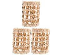 HOUDERCO Set 3 Pezzi Copri Bicchiere in Paglia Beige Resistente al Calore Effetto Decorativo per Decorazioni da Tavola e Feste