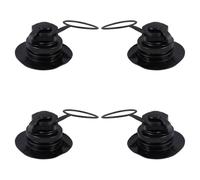 HOUDERCO Set 4 Pezzi Valvole Aria a Spirale in Pvc Nero per Materassi Gonfiabili e Barche, Design Chiuso Base Imbottita, Accessori Pratici per Gonfia e Sgonfia Portatile