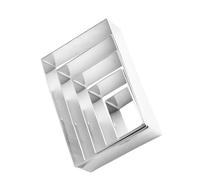 HOUDERCO Set 5 Stampi Tagliabiscotti Rettangolari in Acciaio Inox per Biscotti e Torte, Strumenti per Pasticceria Design Professionale 4.53X2.95X0.98 Pollici