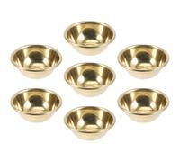 HOUDERCO Set di 7 Ciotole Dorate in Ottone per Offerte d Acqua Buddiste, Lisce e Decorative, per Templi e Rituali Meditativi Buddisti