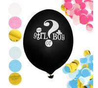 HOUDERCO Set di Palloncini Rivelatori del Sesso Coriandoli, Decorazioni in Lattice per Feste di Compleanno e Gender Reveal Party, Palloncini Rotondi Giganti per Ragazzo Ragazza