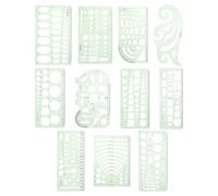 HOUDERCO Set di Squadre da Disegno Geometriche in Plastica Verde Righelli per Misurazione e Modelli per Disegno, per Studenti Borsa Portaoggetti