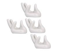 HOUDERCO Supporto per Ocarina in Ceramica Bianco a Forma di Mano, Set da 4 Pezzi, Salvaspazio e Stabile, per Amici che Imparano Ocarina