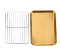 HOUDERCO Vassoio per Alimenti Fritti in Acciaio Inossidabile Oro, Resistente alla Deformazione, Rete Scolante, per Conservare Snack e Frutta
